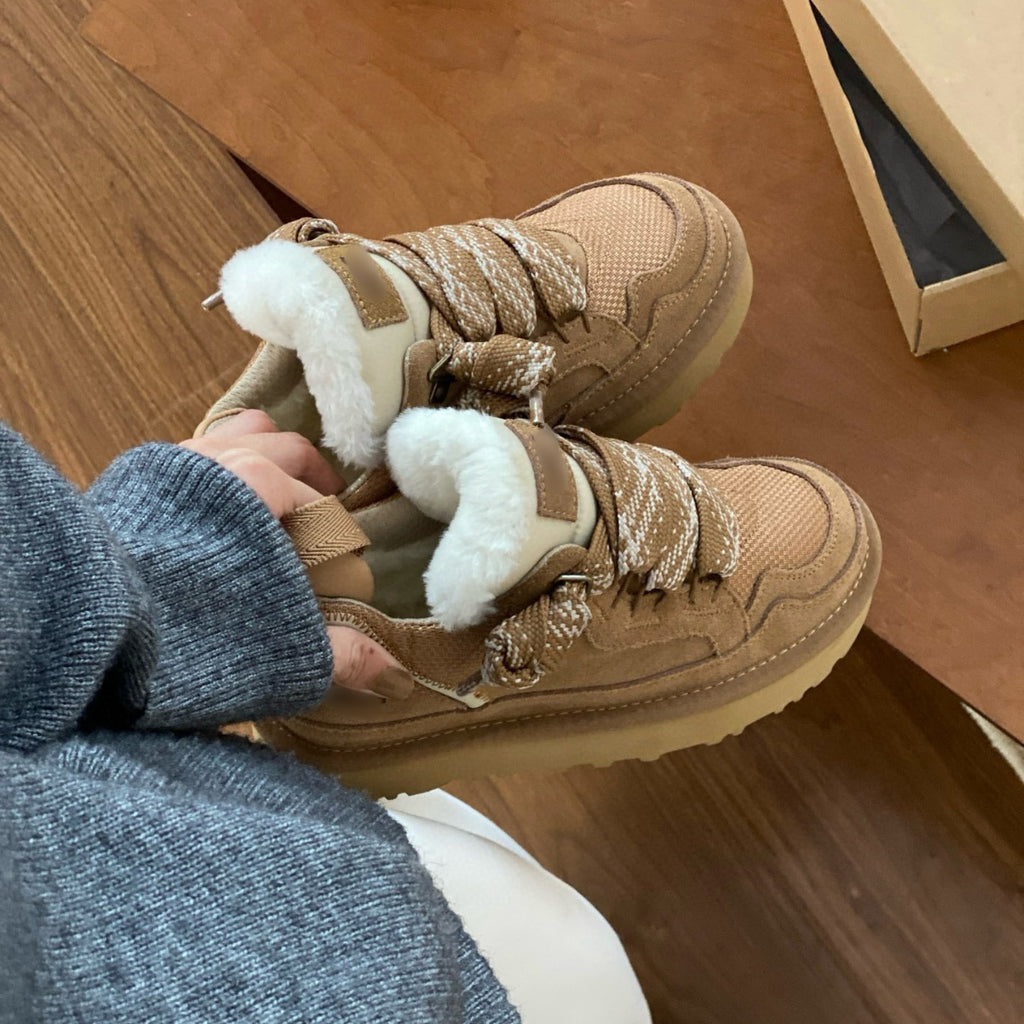 Wool-Lined Low-Top Winter Boots with Lightweight EVA Sole