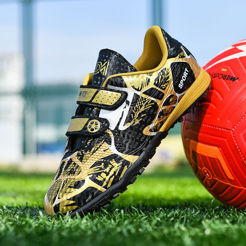 Kids Velcro Football Cleats with Flexible Anti-Slip Rubber Sole