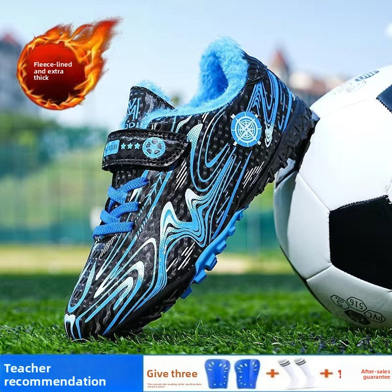 Youth Fleece-Lined Football Cleats with Anti-Slip Studded Outsole