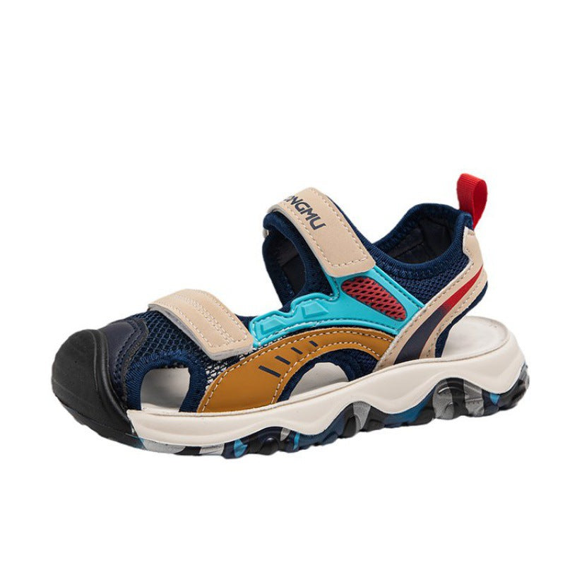 Kids Closed-Toe Velcro Sandals with Soft Bottom and Non-Slip Sole