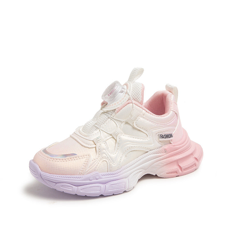 Kids Gradient Swivel Buckle Sneakers with Rubber Sole for All Seasons