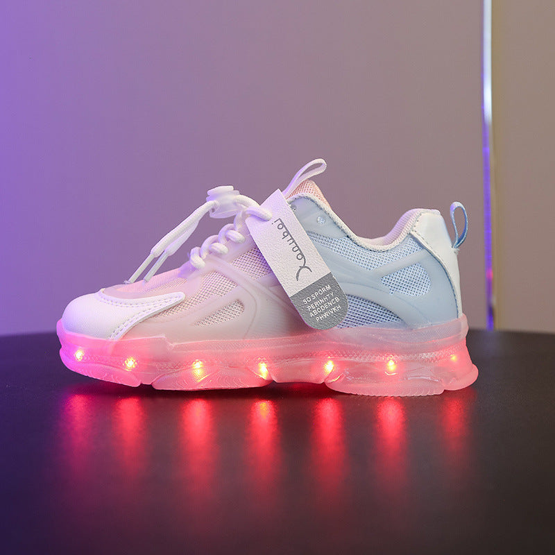 Kids Rechargeable LED Light-Up Sneakers with Durable Rubber Sole