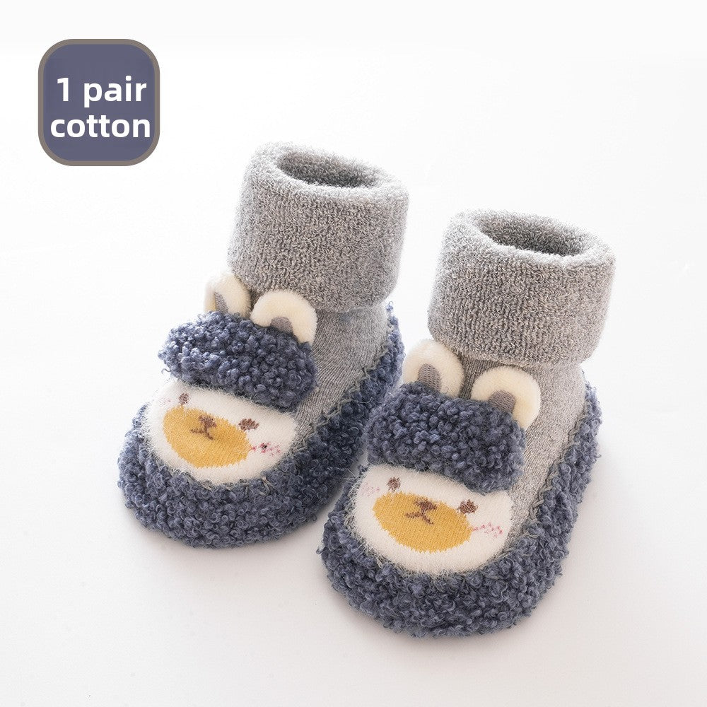 Thick Terry Baby Floor Socks with Soft Bottom and Cartoon Design