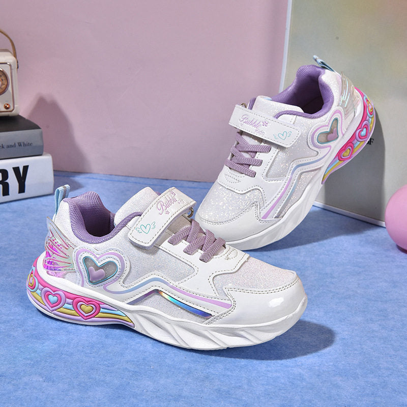 Kids LED Light-Up Sneakers with Velcro and Abrasion-Resistant Sole