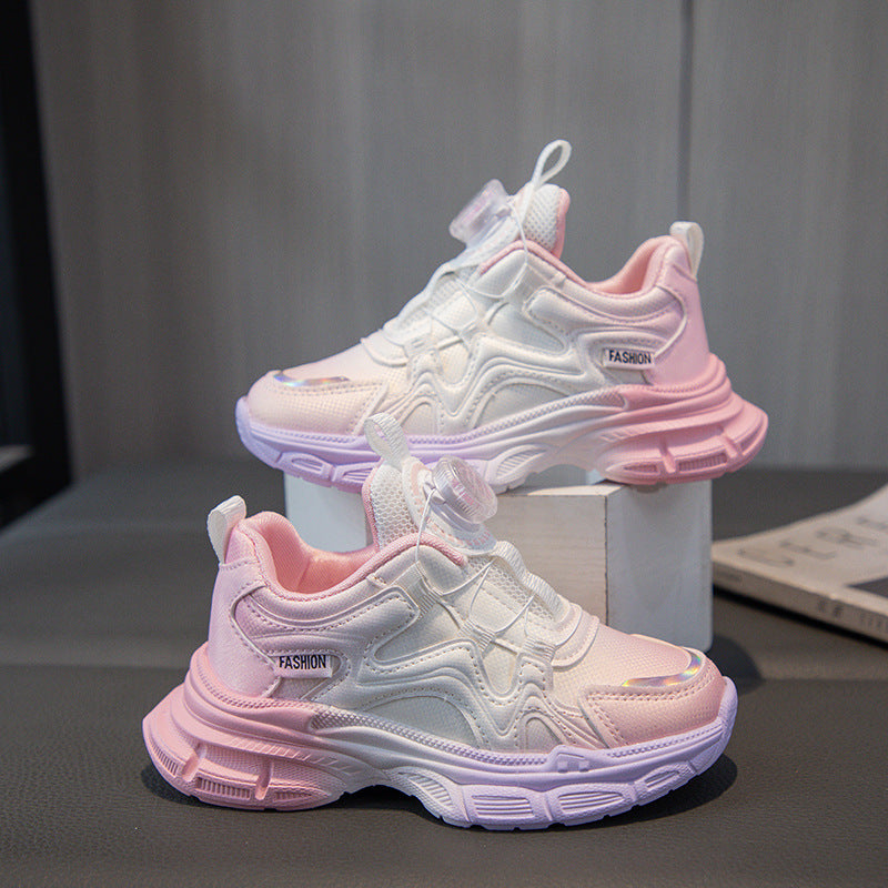 Kids Gradient Swivel Buckle Sneakers with Rubber Sole for All Seasons