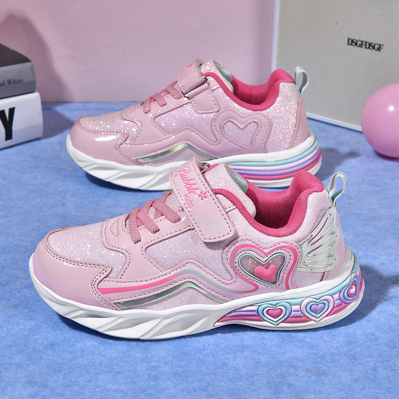 Kids LED Light-Up Sneakers with Velcro and Abrasion-Resistant Sole