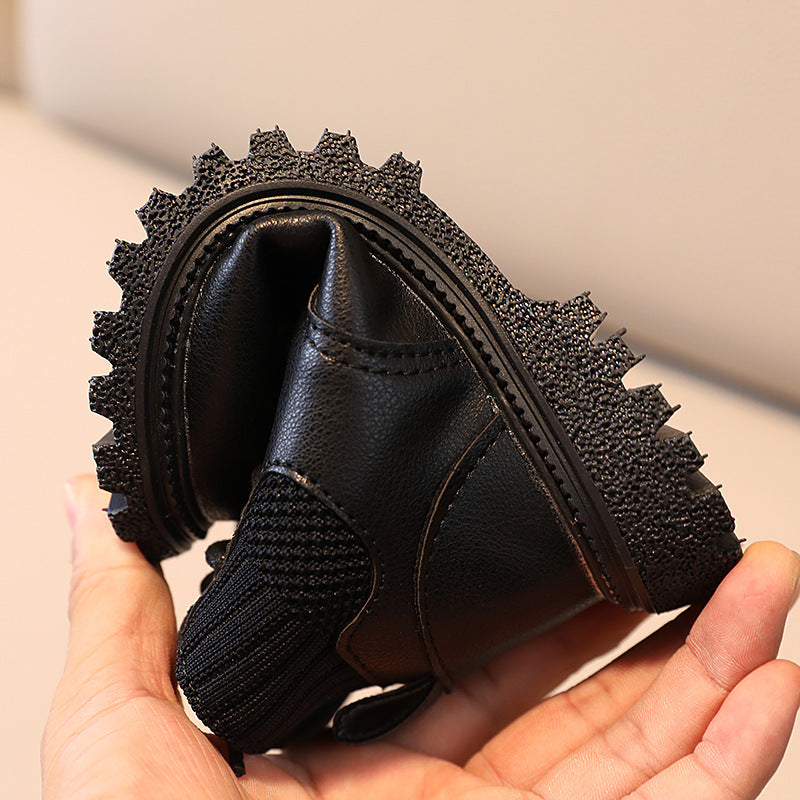 Waterproof Fleece-Lined Kids Lace-Up Boots with Lightweight Sole