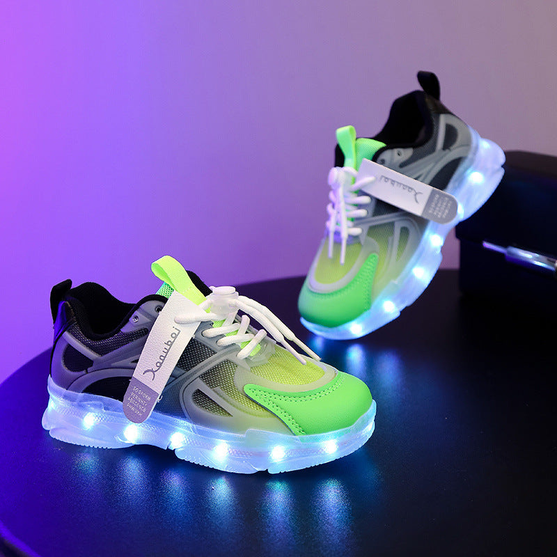 Kids Rechargeable LED Light-Up Sneakers with Durable Rubber Sole