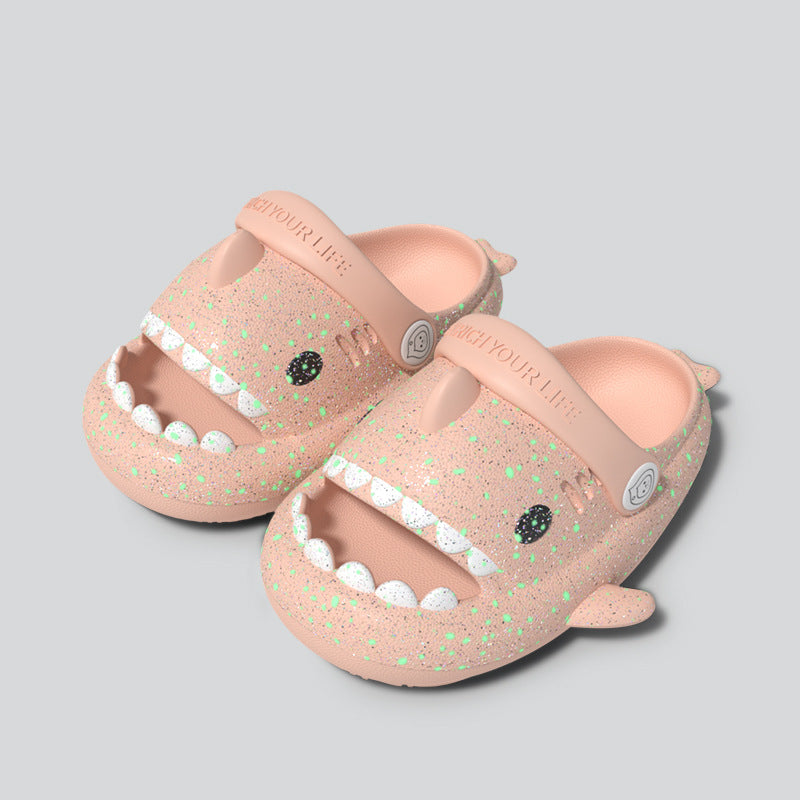 Kids Glow Shark EVA Slide Sandals with Breathable Anti-Slip Sole