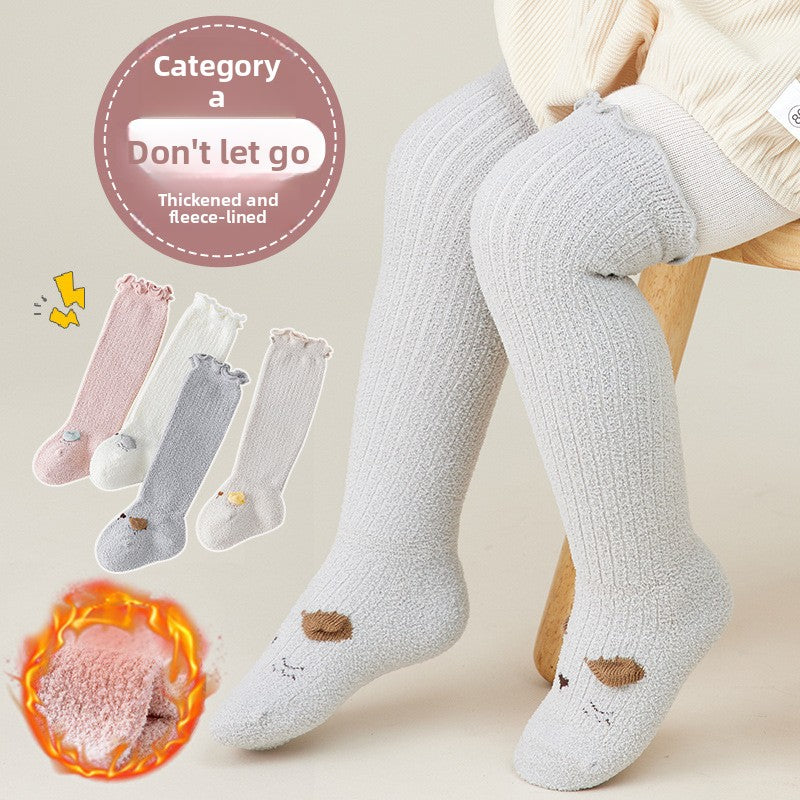 Extra Thick Coral Fleece Baby Socks with Long Tube Warmth