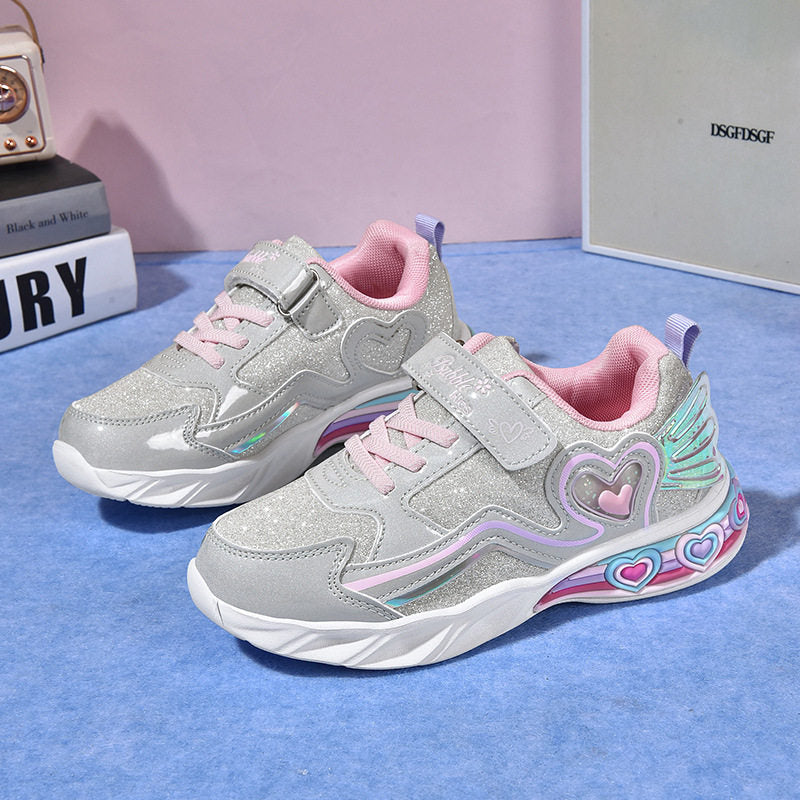 Kids LED Light-Up Sneakers with Velcro and Abrasion-Resistant Sole