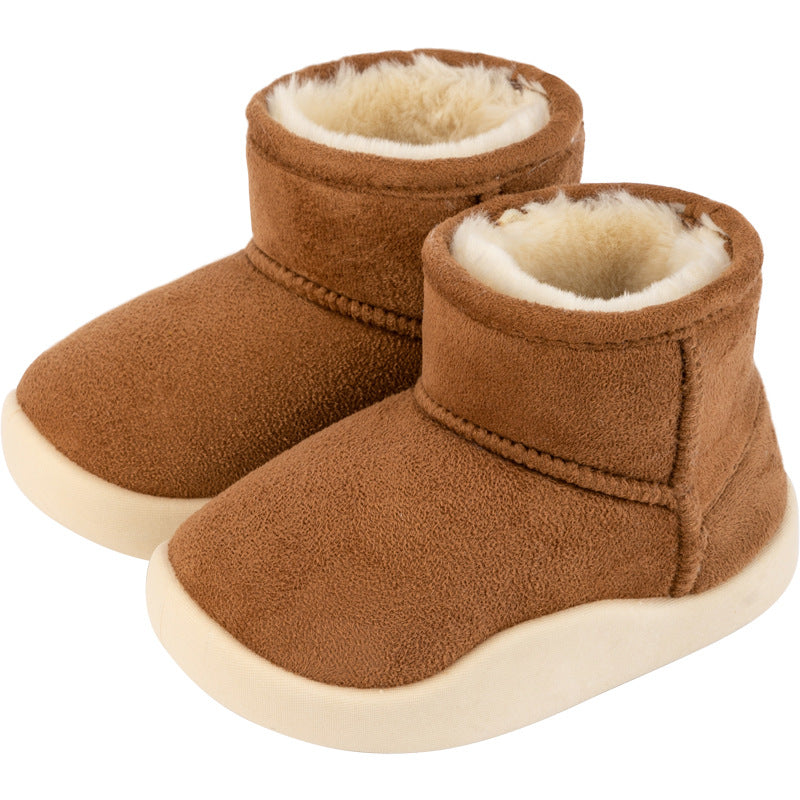 Fleece-Lined Suede Kids Ankle Boots for Winter Warmth and Comfort