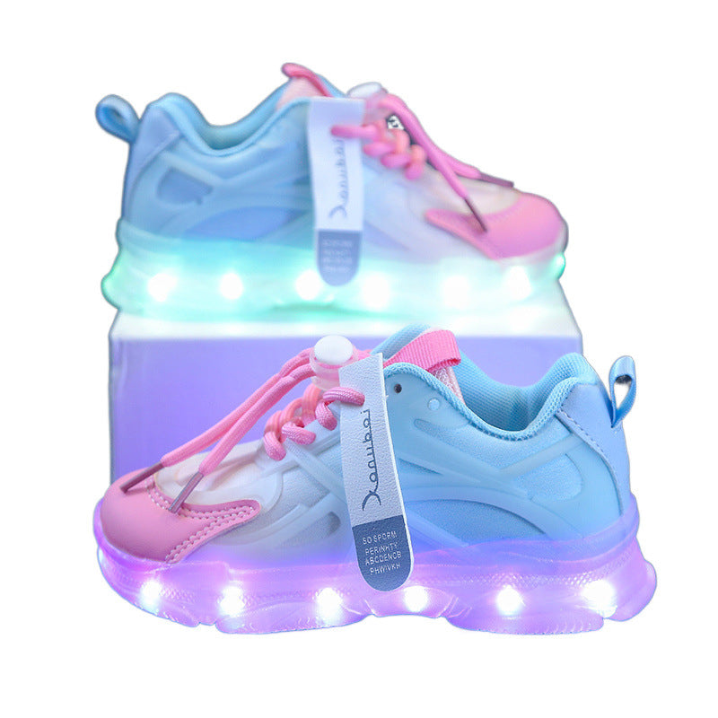Kids Rechargeable LED Light-Up Sneakers with Durable Rubber Sole