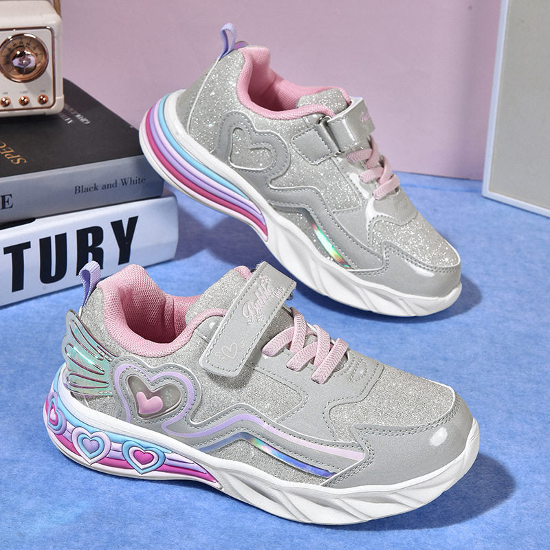 Kids LED Light-Up Sneakers with Velcro and Abrasion-Resistant Sole