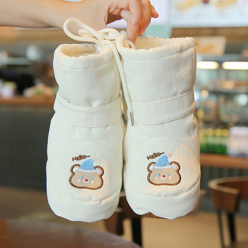 Fleece-Lined Baby High-Top Booties with Non-Slip Soft Sole