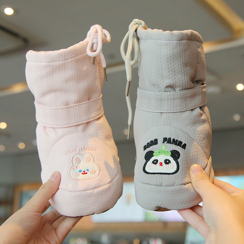Fleece-Lined Baby High-Top Booties with Non-Slip Soft Sole