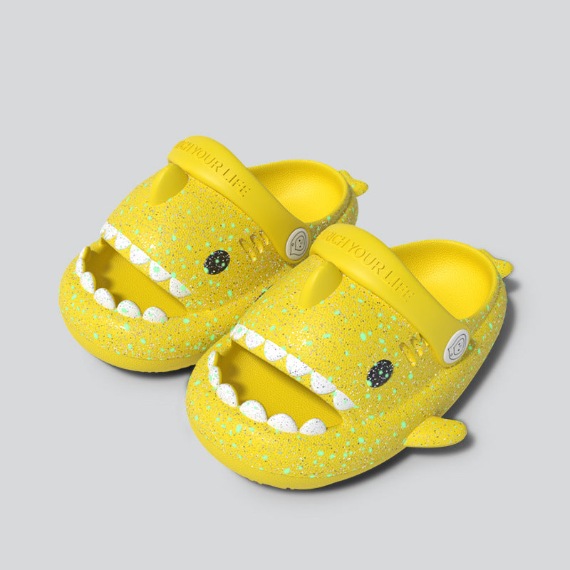 Kids Glow Shark EVA Slide Sandals with Breathable Anti-Slip Sole