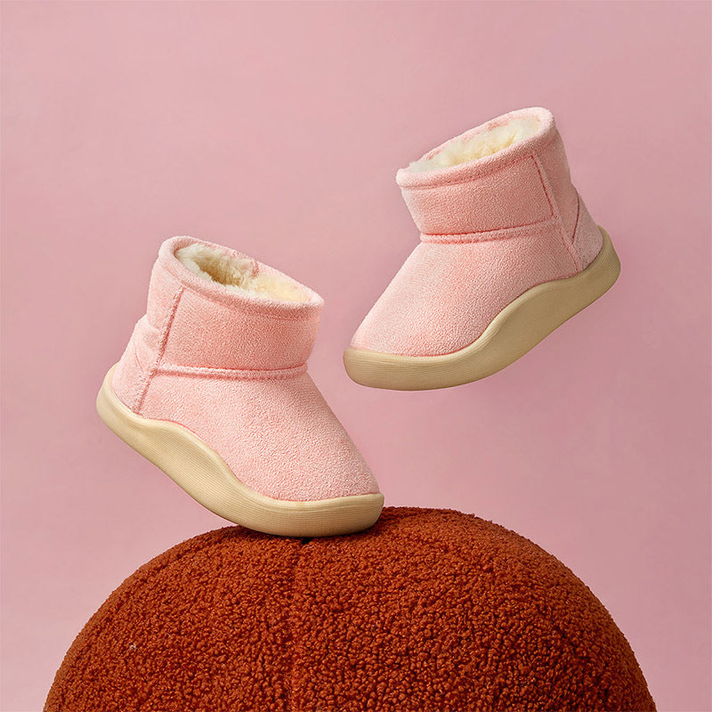Fleece-Lined Suede Kids Ankle Boots for Winter Warmth and Comfort