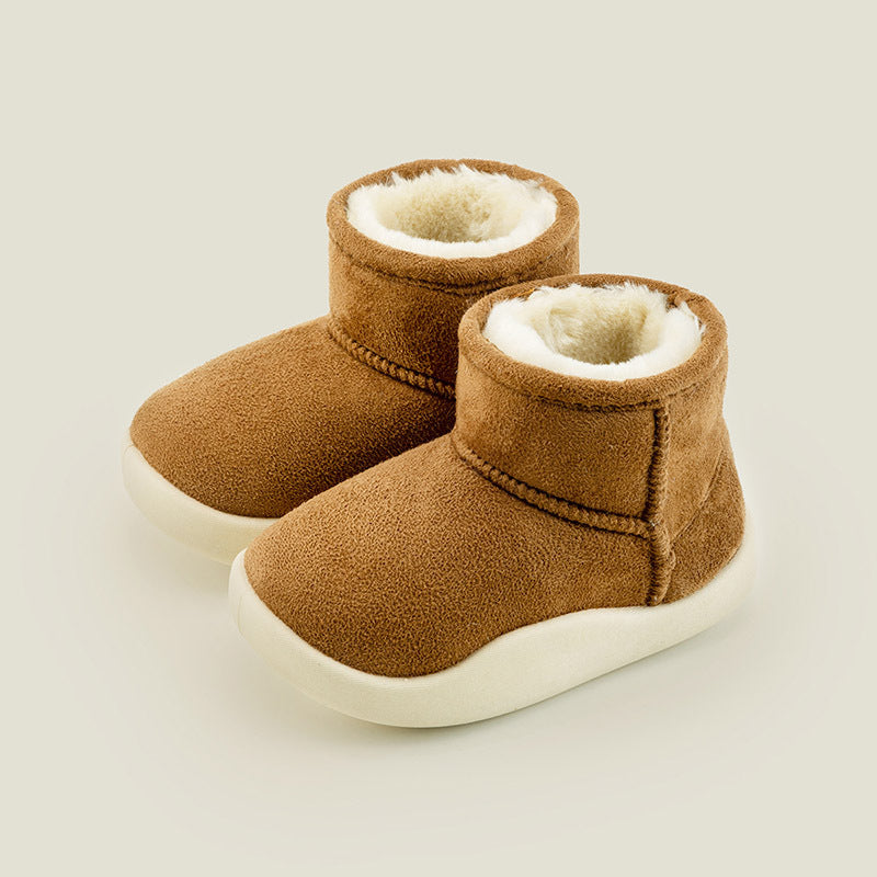 Fleece-Lined Suede Kids Ankle Boots for Winter Warmth and Comfort