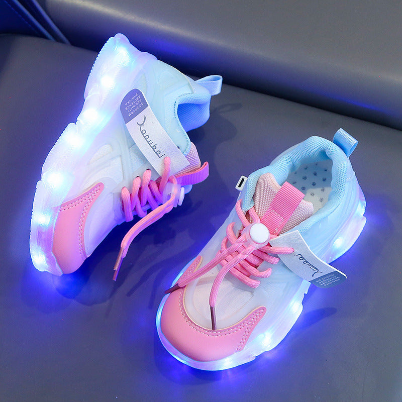 Kids Rechargeable LED Light-Up Sneakers with Durable Rubber Sole