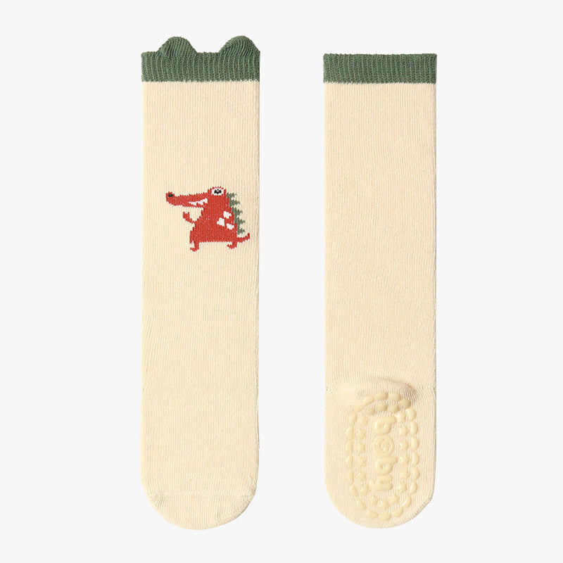 Knee-High Baby Anti-Slip Cotton Floor Socks with Seamless Toe