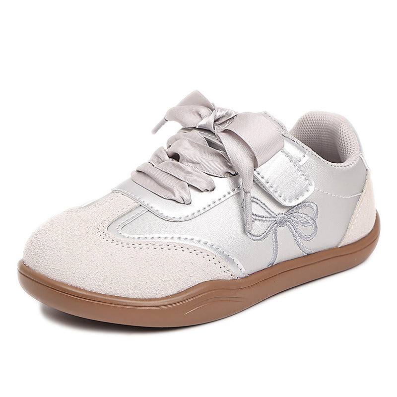 Kids Suede Lace-Up Sneakers with Hand-Drawn Details and Grip Sole