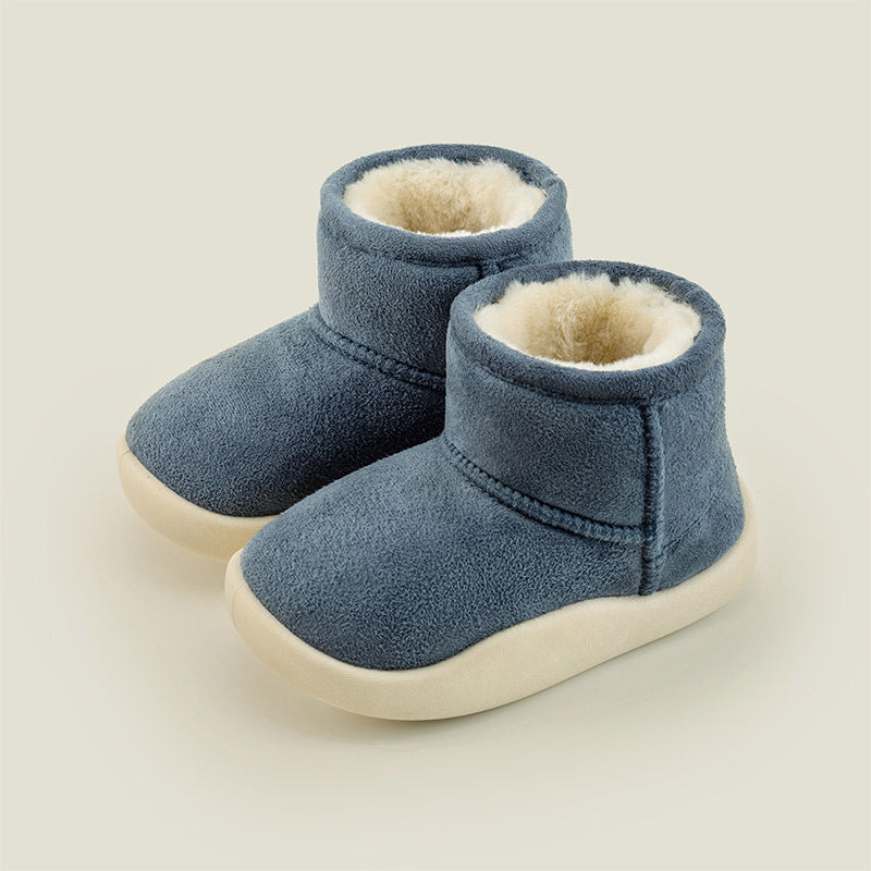 Fleece-Lined Suede Kids Ankle Boots for Winter Warmth and Comfort