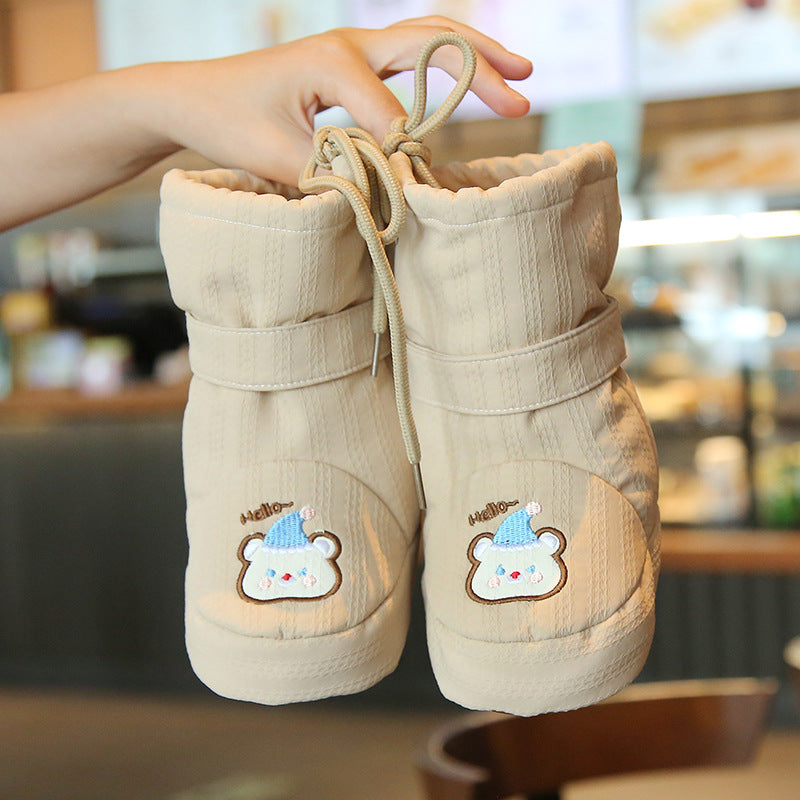 Fleece-Lined Baby High-Top Booties with Non-Slip Soft Sole