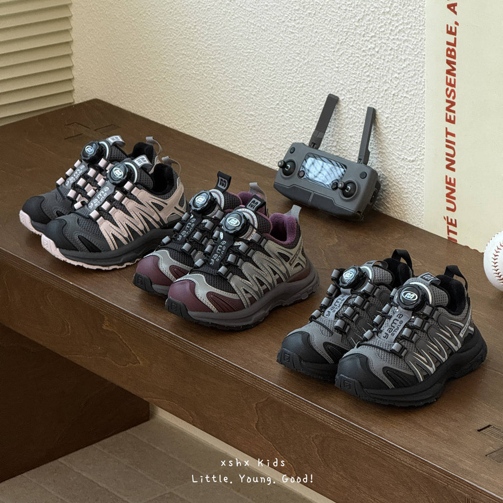 Kids Rotating Buckle Sneakers with Velvet Lining and Anti-Slip Sole