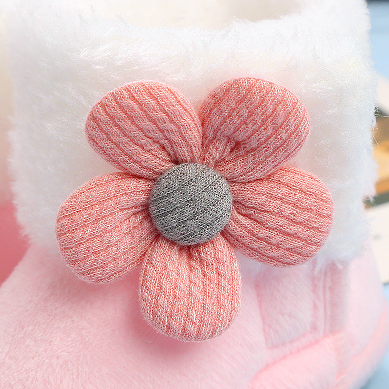 Fleece-Lined Baby Boots with Velcro and Anti-Slip EVA Sole