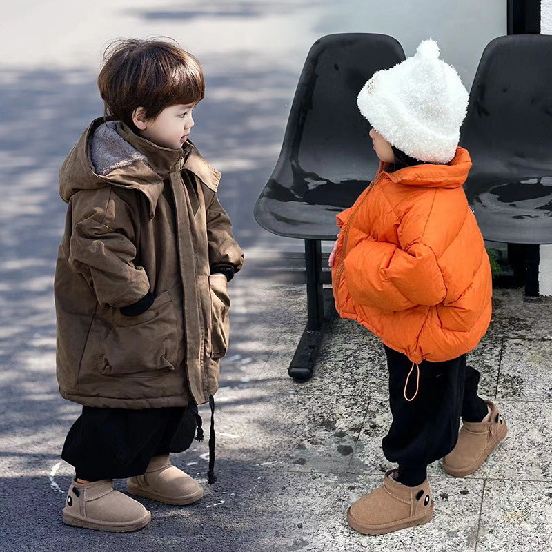 Suede Fleece-Lined Baby Snow Boots with Side Zipper and TPR Sole