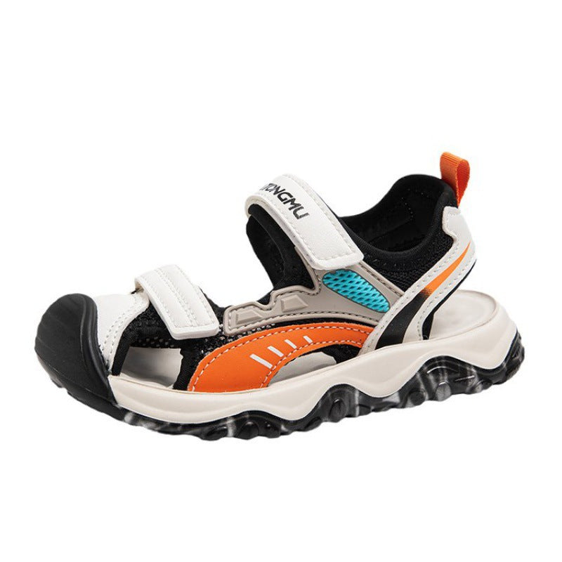 Kids Closed-Toe Velcro Sandals with Soft Bottom and Non-Slip Sole