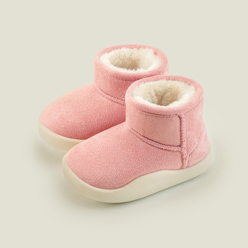 Fleece-Lined Suede Kids Ankle Boots for Winter Warmth and Comfort