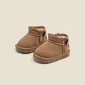 Suede Fleece-Lined Baby Snow Boots with Side Zipper and TPR Sole
