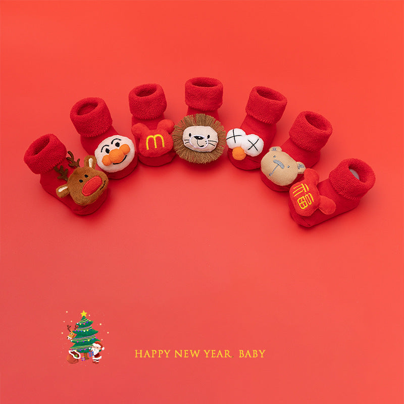 Thick Combed Cotton Baby Floor Socks with Anti-Slip Dot Grip