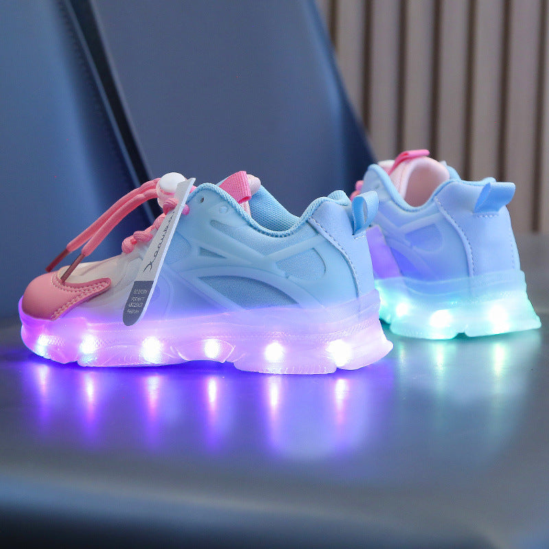 Kids Rechargeable LED Light-Up Sneakers with Durable Rubber Sole