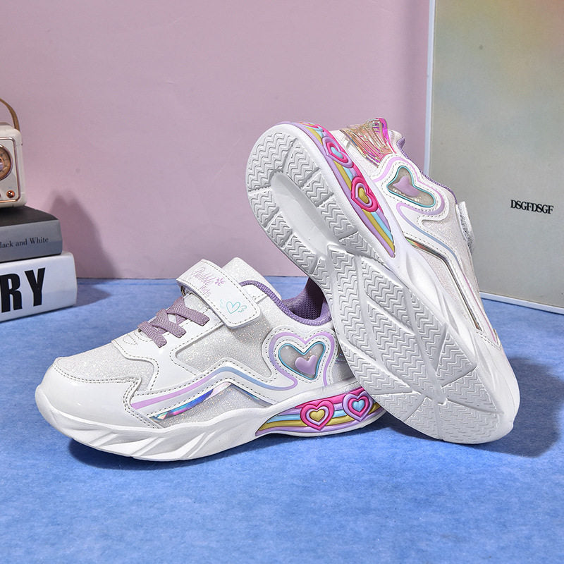 Kids LED Light-Up Sneakers with Velcro and Abrasion-Resistant Sole