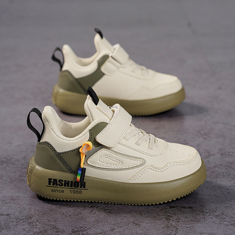 Waterproof Kids Velcro Sneakers with Velvet Lining and Duck Design