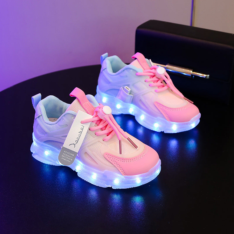 Kids Rechargeable LED Light-Up Sneakers with Durable Rubber Sole