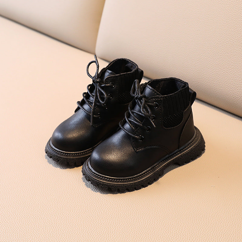 Waterproof Fleece-Lined Kids Lace-Up Boots with Lightweight Sole