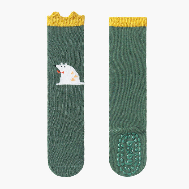 Knee-High Baby Anti-Slip Cotton Floor Socks with Seamless Toe