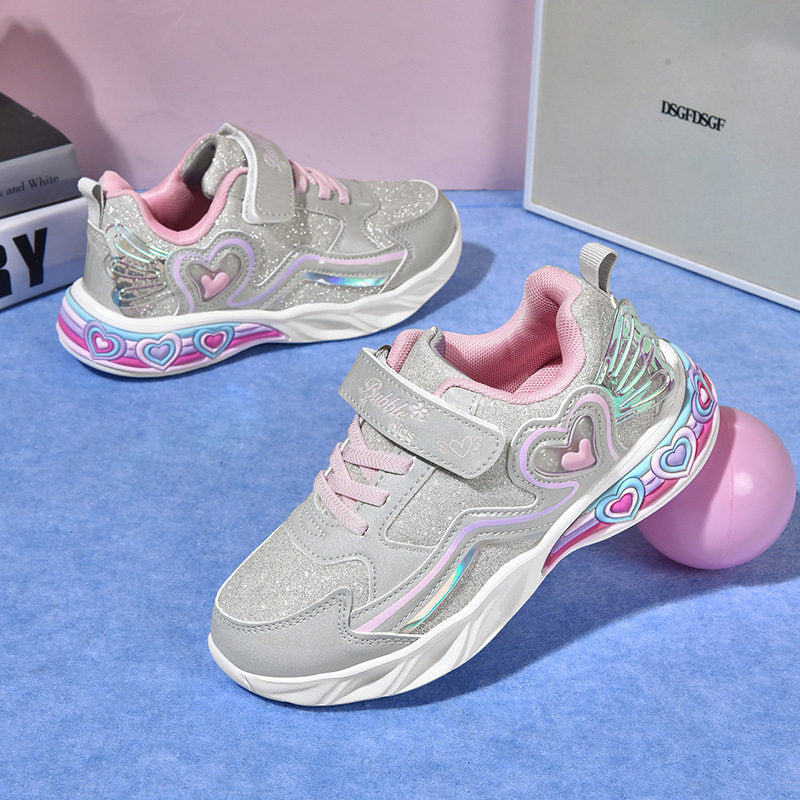 Kids LED Light-Up Sneakers with Velcro and Abrasion-Resistant Sole