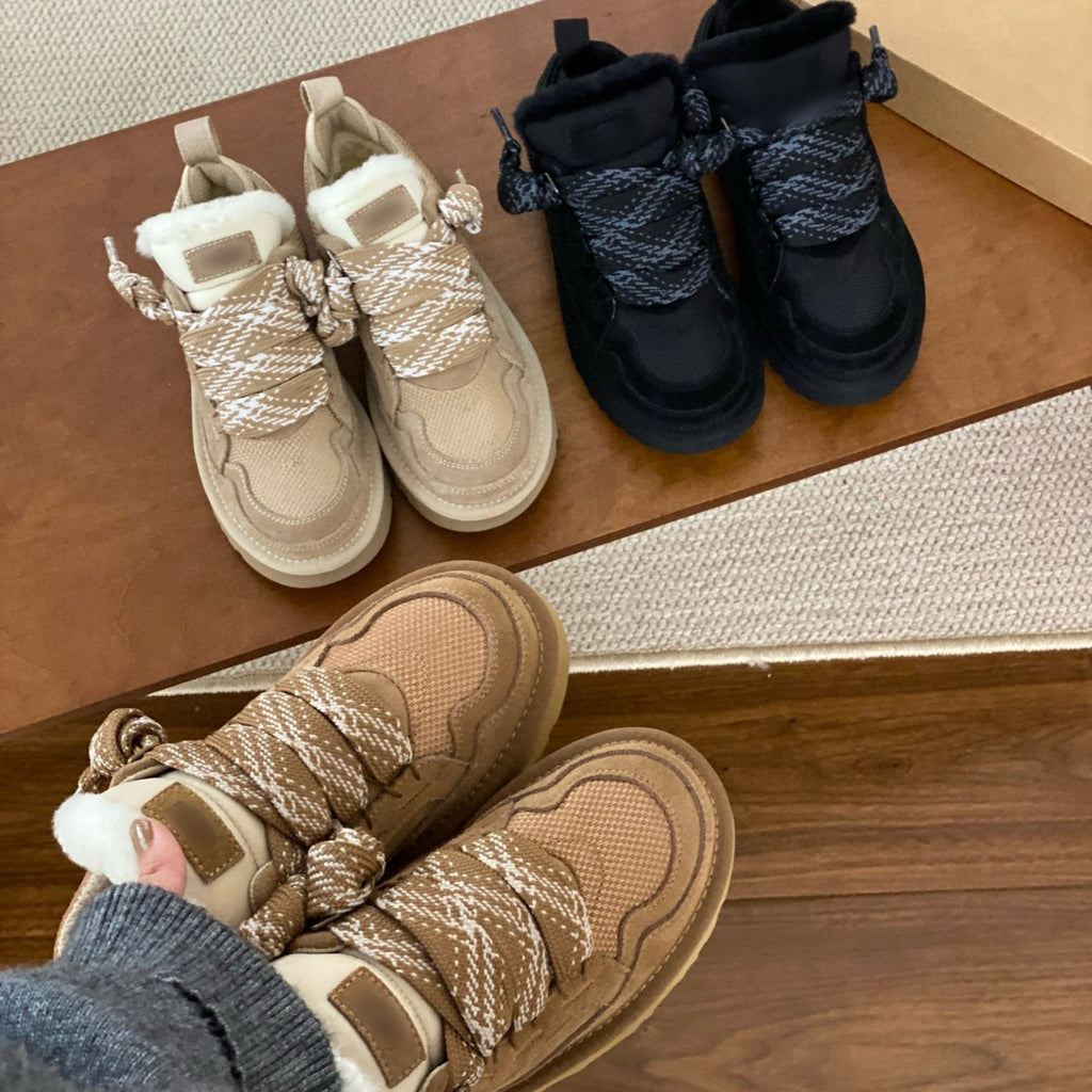 Wool-Lined Low-Top Winter Boots with Lightweight EVA Sole