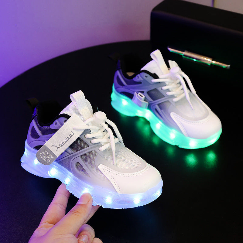 Kids Rechargeable LED Light-Up Sneakers with Durable Rubber Sole