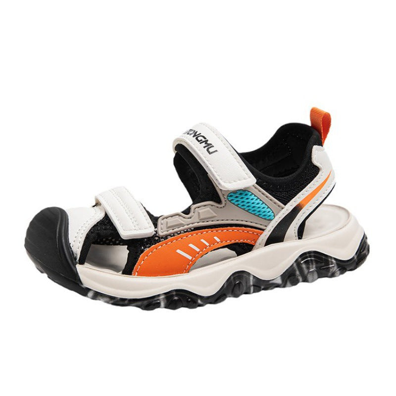 Kids Closed-Toe Velcro Sandals with Soft Bottom and Non-Slip Sole