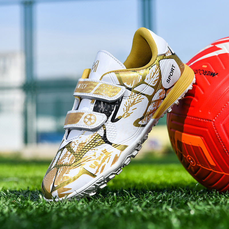 Kids Velcro Football Cleats with Flexible Anti-Slip Rubber Sole