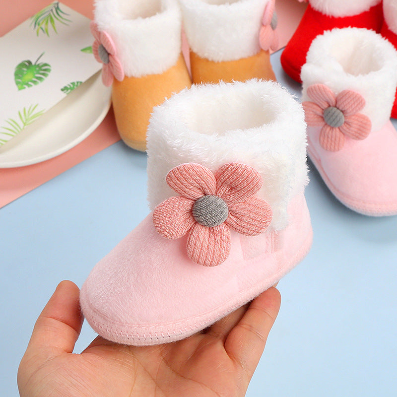 Fleece-Lined Baby Boots with Velcro and Anti-Slip EVA Sole
