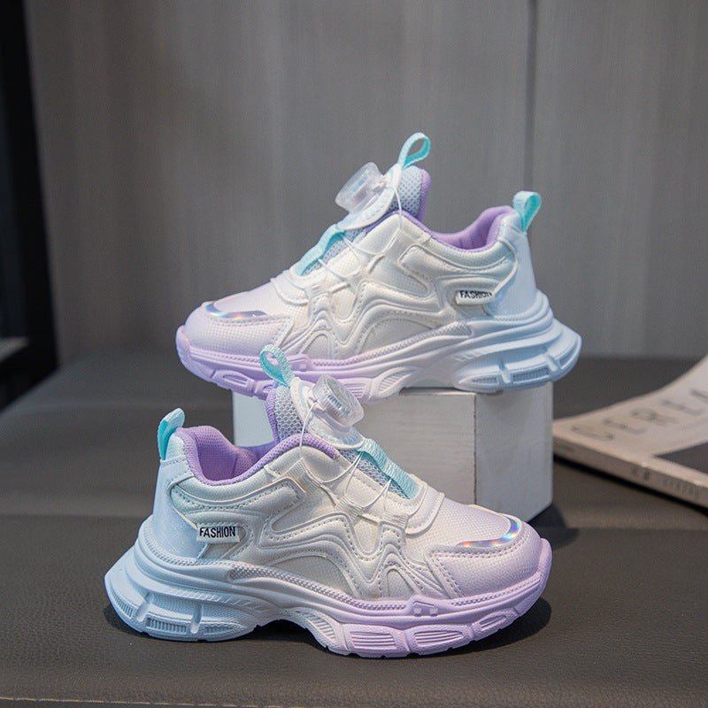 Kids Gradient Swivel Buckle Sneakers with Rubber Sole for All Seasons