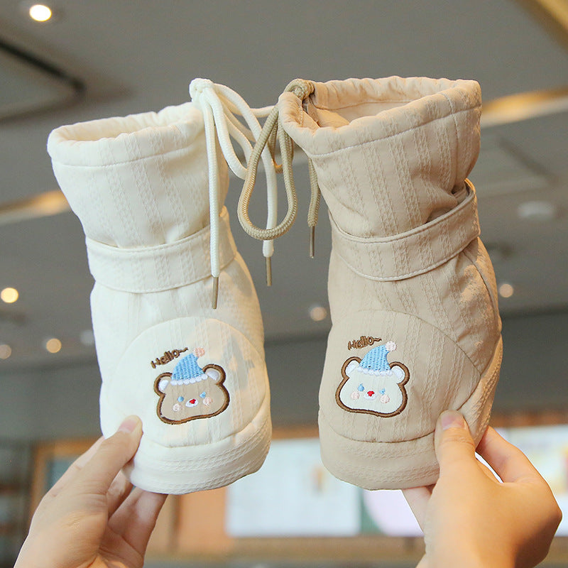 Fleece-Lined Baby High-Top Booties with Non-Slip Soft Sole