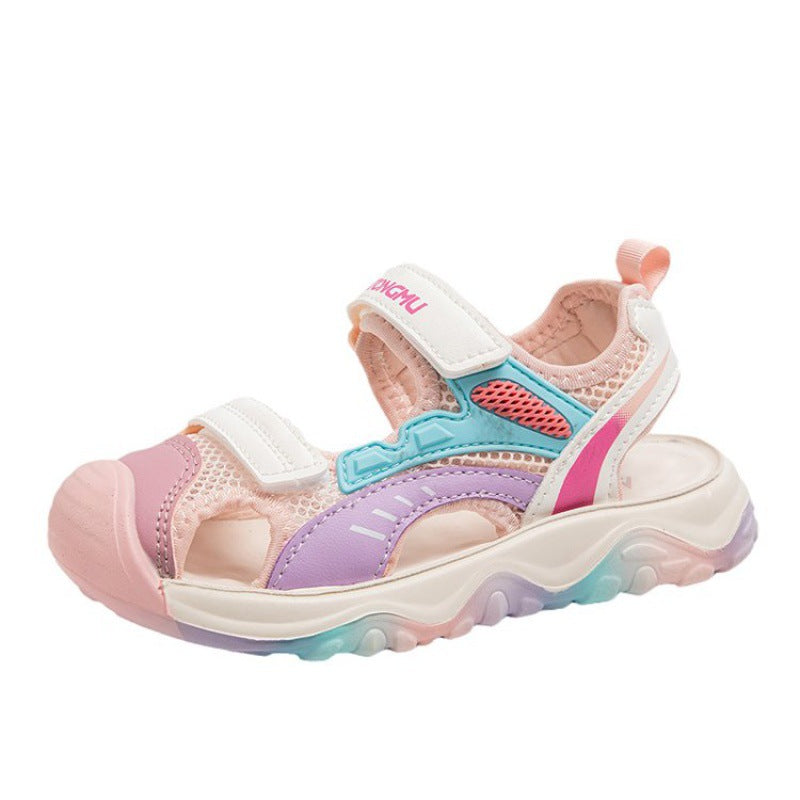 Kids Closed-Toe Velcro Sandals with Soft Bottom and Non-Slip Sole